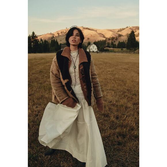 New FREE PEOPLE Emery Drop-Waist Midi Skirt $128 MEDIUM White Elastic - Picture 1 of 7